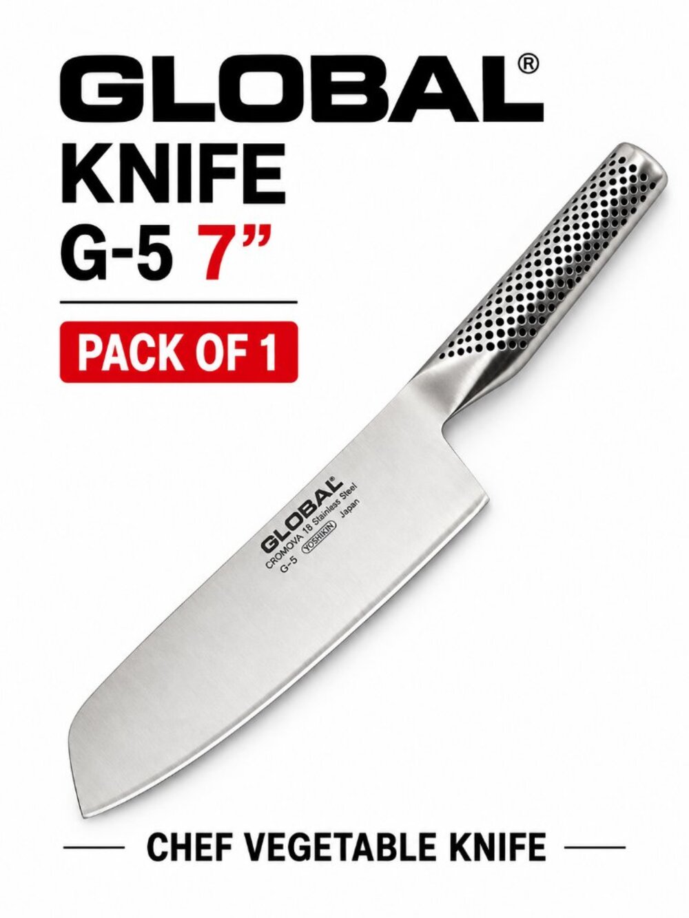 Global G-5 7" Vegetable Knife Cromova 18 Steel Japanese Kitchen Knife
